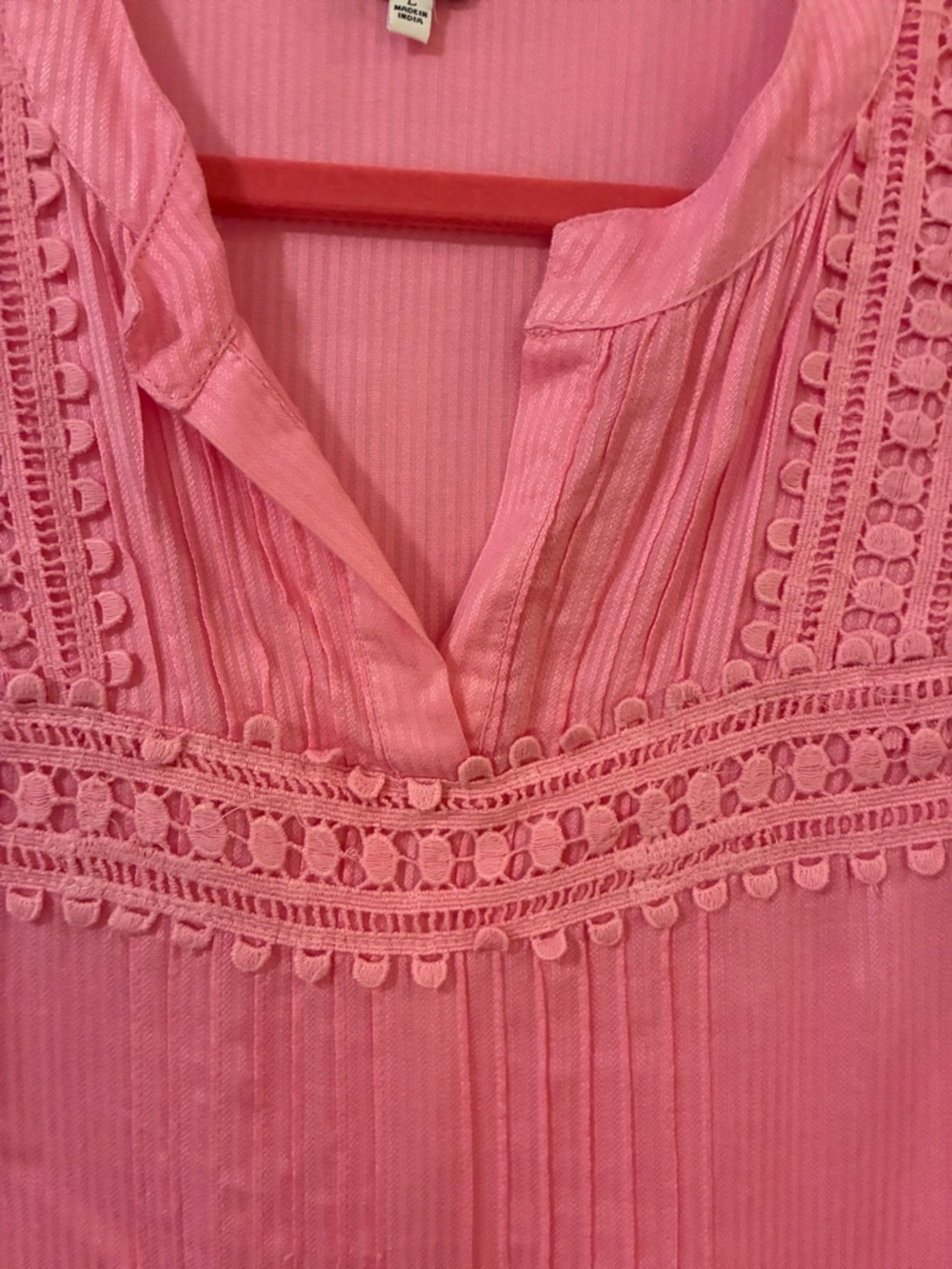 crown & ivy Pink Crochet-Trim Pintuck Peasant Blouse - Picture 4 of 6